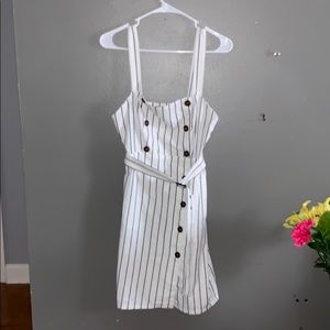 White and Black Pin stripe Dress